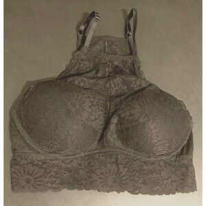 PINK Victorias Secret Size XS Racerback Bra Bralette Black Floral Lace